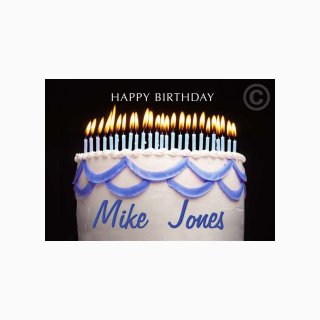 Blue Birthday Cake with Candles